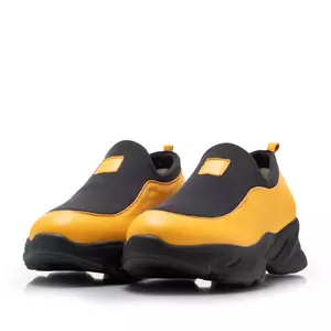 Pantofi sport damă din piele naturală - 1206 Galben Box + Stretch