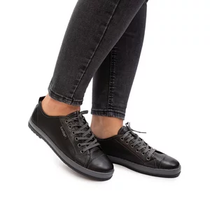 Pantofi sport dama din piele naturala, Leofex- 047-2 Negru box