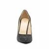 Pantofi stiletto dama din piele naturala - 139 Negru Sifonat