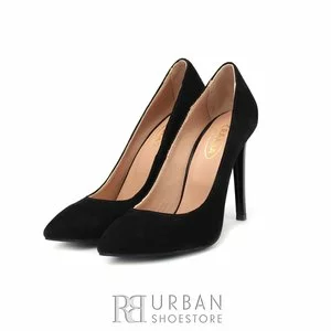 Pantofi stiletto dama din piele naturala- 139 Negru Velur