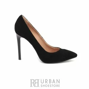 Pantofi stiletto dama din piele naturala- 139 Negru Velur