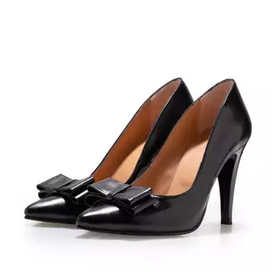 Pantofi stiletto damă din piele naturală - 173-1 Negru Box