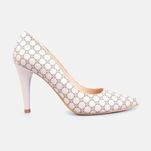 Pantofi stiletto dama din piele naturala - 173 Roz pudra box perforat
