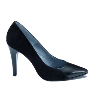 Pantofi stiletto damă din piele naturală - 189 Negru Box Velur