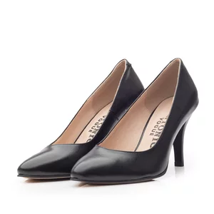 Pantofi stiletto dama din piele naturala - 21216 Negru box