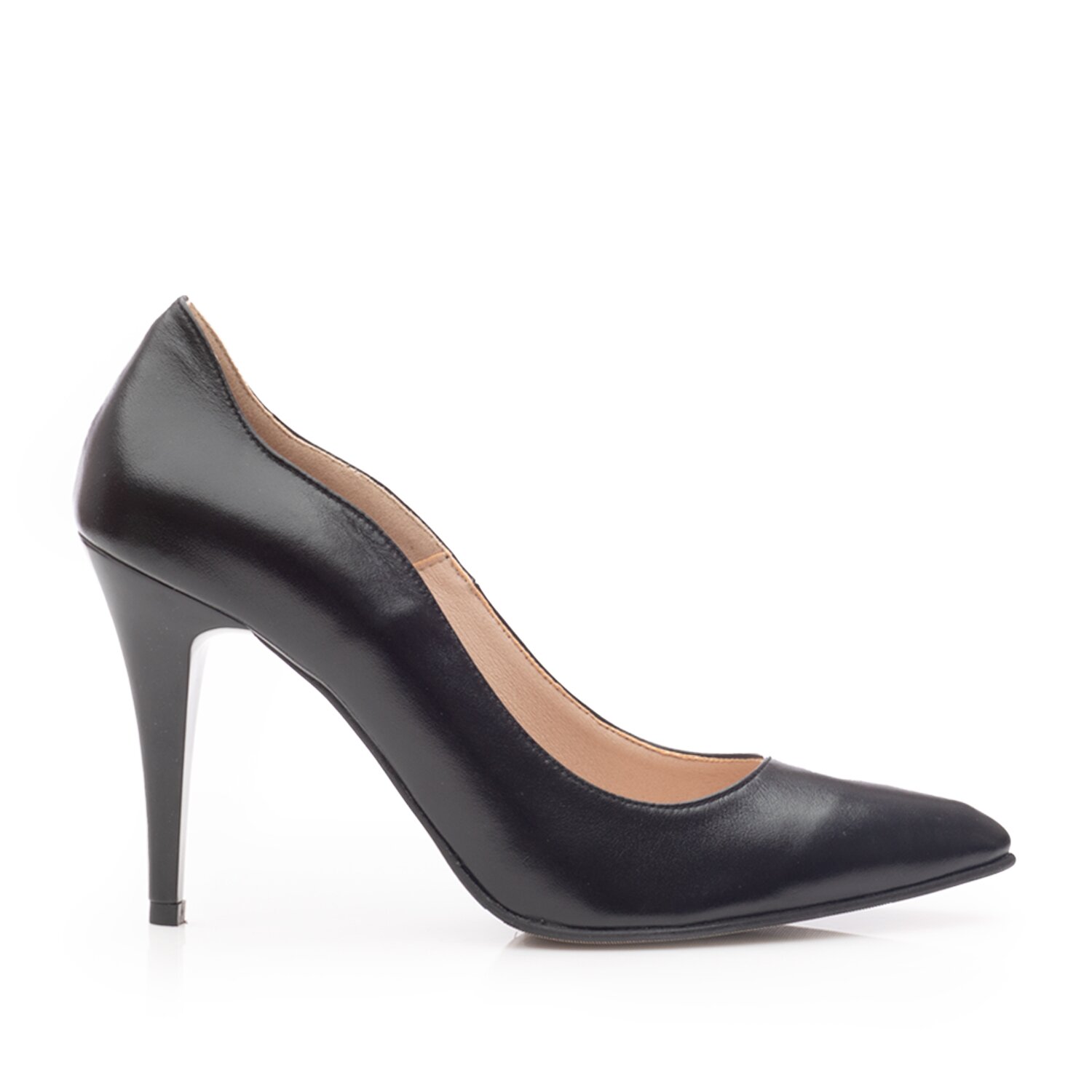 Pantofi stiletto dama din piele naturala - 28175 Negru box