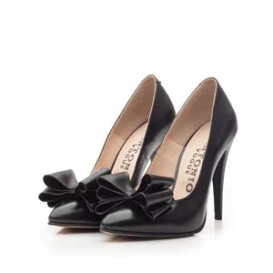 Pantofi stiletto dama din piele naturala - 35175 Negru box