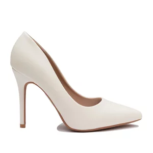 Pantofi stiletto damă din piele naturală - 4393 Crem Box