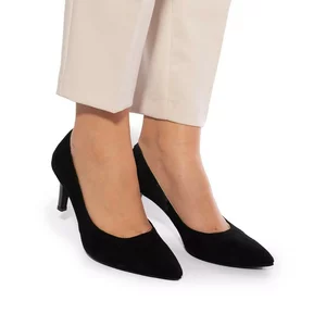 Pantofi stiletto dama din piele naturala,Leofex -872 Negru Velur