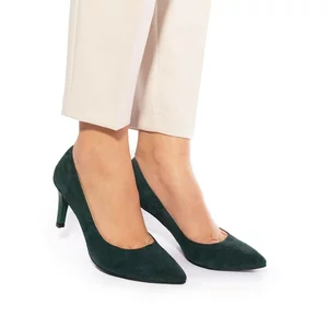 Pantofi stiletto dama din piele naturala,Leofex -872 Verde Velur