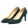 Pantofi stiletto dama din piele naturala,Leofex -872 Verde Velur