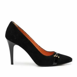 Pantofi stiletto din piele intoarsa - 942 negru