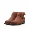 Botine dama de vara perforate din piele naturala, Leofex - 320 Cognac Inchis Sifonat Box