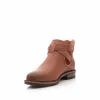 Botine dama de vara perforate din piele naturala, Leofex - 320 Cognac Inchis Sifonat Box