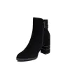 Botine damă elegante din piele naturală, Epica - 4601 Negru Velur