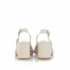 Sandale cu toc perforate damă din piele naturală, Leofex - 252 Crem Box