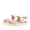 Sandale cu talpa joasa dama din piele naturala, Leofex - 043 Argintiu Pietre