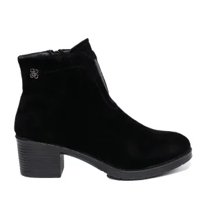 Botine damă casual din piele naturală, Pass Colection  - 4605 Negru Velur