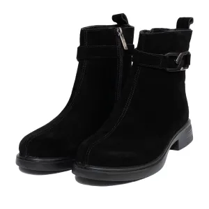 Botine damă casual din piele naturală, Pass Colection  - 4606 Negru Velur