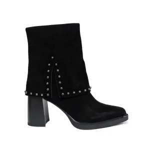 Botine damă, ciocate din piele naturală, Epica - 4600 Negru Velur