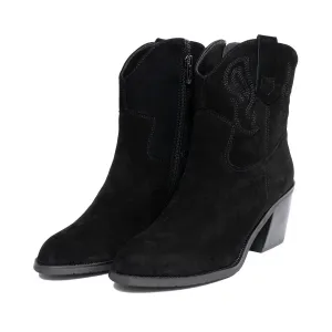 Botine damă, ciocate din piele naturală, Epica - 4603 Negru Velur