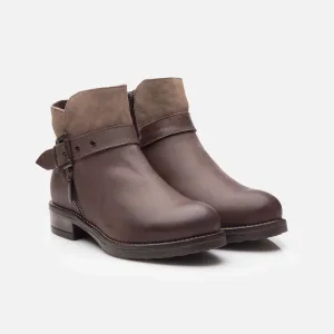 Botine damă din piele naturală, Leofex - 452 Maro Box