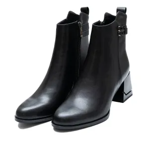 Botine damă elegante din piele naturală - 3302 Negru Box