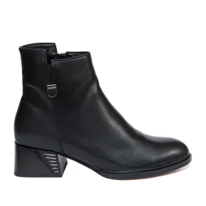 Botine damă elegante din piele naturală, Pass Colection - 4604 Negru Box