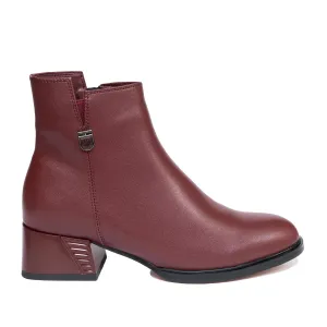 Botine damă elegante din piele naturală, Pass Colection - 4604 Vișiniu Box