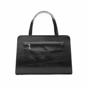 Geantă damă din piele naturală, Leofex - 4012 Negru+gri box