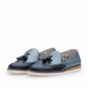 Mocasini casual damă din piele naturală, Leofex - 203 Blue Box