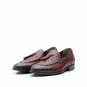 Pantofi barbati eleganti din piele naturala Leofex - 588  Visiniu