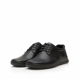 Pantofi casual barbati din piele naturala,Leofex - 594 Negru Box