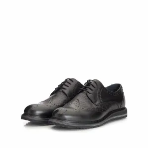 Pantofi casual barbati din piele naturala, Leofex - 846 Negru box