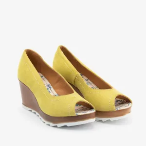 Pantofi casual cu platforma dama din piele naturala- 531-1 Galben Velur