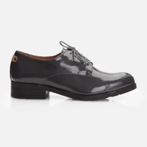 Pantofi casual dama din piele naturala, Leofex - 021 Gri Lac