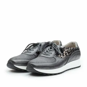 Pantofi casual dama din piele naturala,Leofex -102 Gri Box