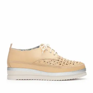 Pantofi casual dama din piele naturala, Leofex - 240 Bej Box