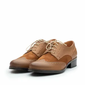 Pantofi casual dama, Oxford din piele naturala, Leofex - 012 Maro box