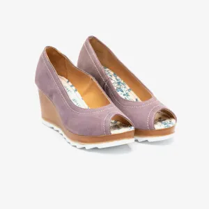 Pantofi dama casual cu platforma din piela naturala - 531-1 mov