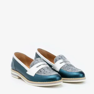 Pantofi dama casual din piele naturala - 031 verde sidefat box