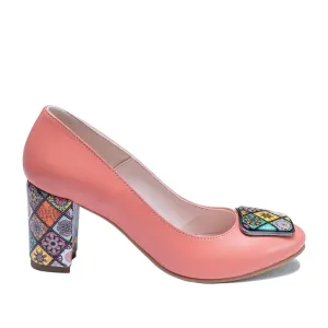 Pantofi eleganți damă din piele naturală - 187 Coral Box