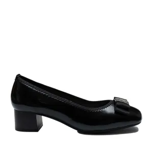 Pantofi eleganți damă din piele naturală, Karisma - 4391 Negru Lac