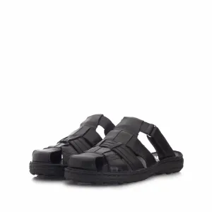 Saboti barbati din piele naturala, Leofex - 142 negru box