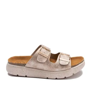 Saboți damă din piele naturală - 3607 Auriu Box Croco