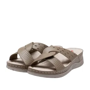 Saboți damă din piele naturală  - 4043 Taupe Box