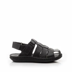 Sandale barbati din piele naturala, Leofex - 141 negru box