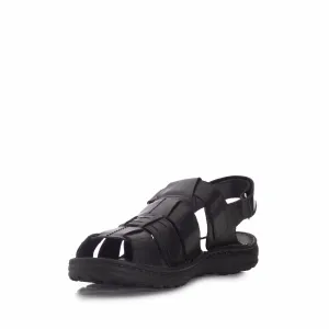 Sandale barbati din piele naturala, Leofex - 144 negru box