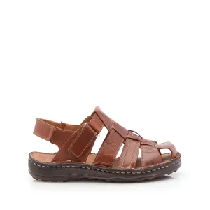 Sandale barbati din piele naturala,Leofex - 141 cognac box