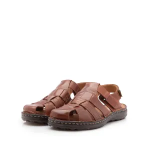 Sandale barbati din piele naturala,Leofex - 141 cognac box